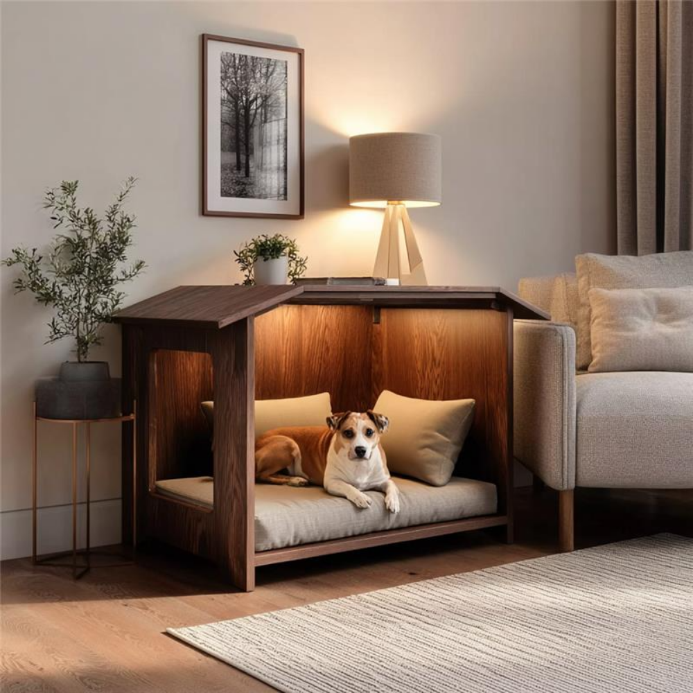 Wood Pet Crate Side Table – Indoor Dog or Cat House Furniture Main image