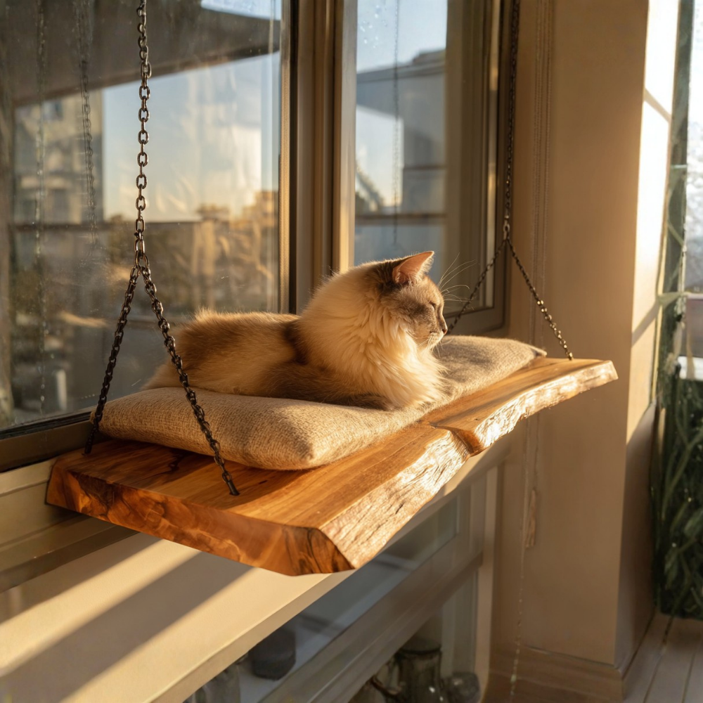 Cat Perch Wall Mouted, Wood Cat Shelf Pet Furniture Main image