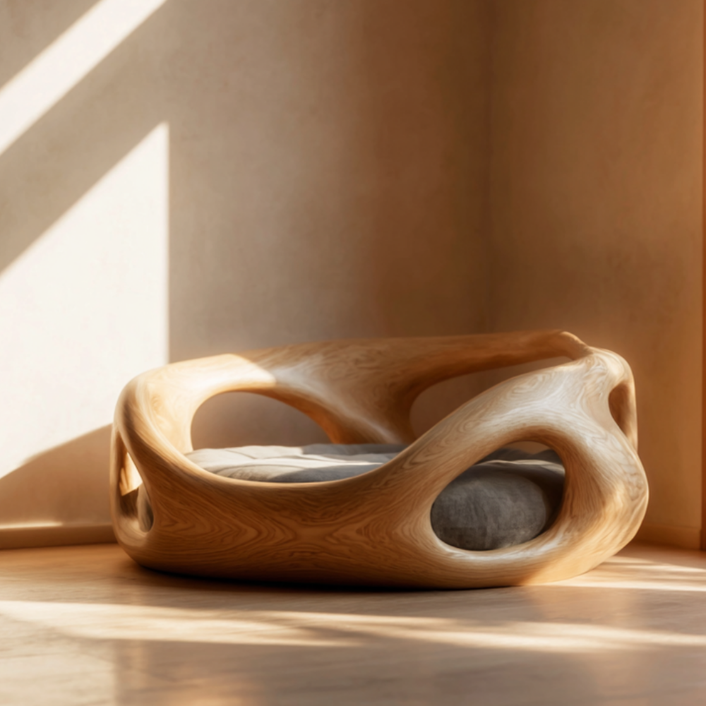 Wood Bed Cat Furniture, Unique Decor, Natural Bed Main image