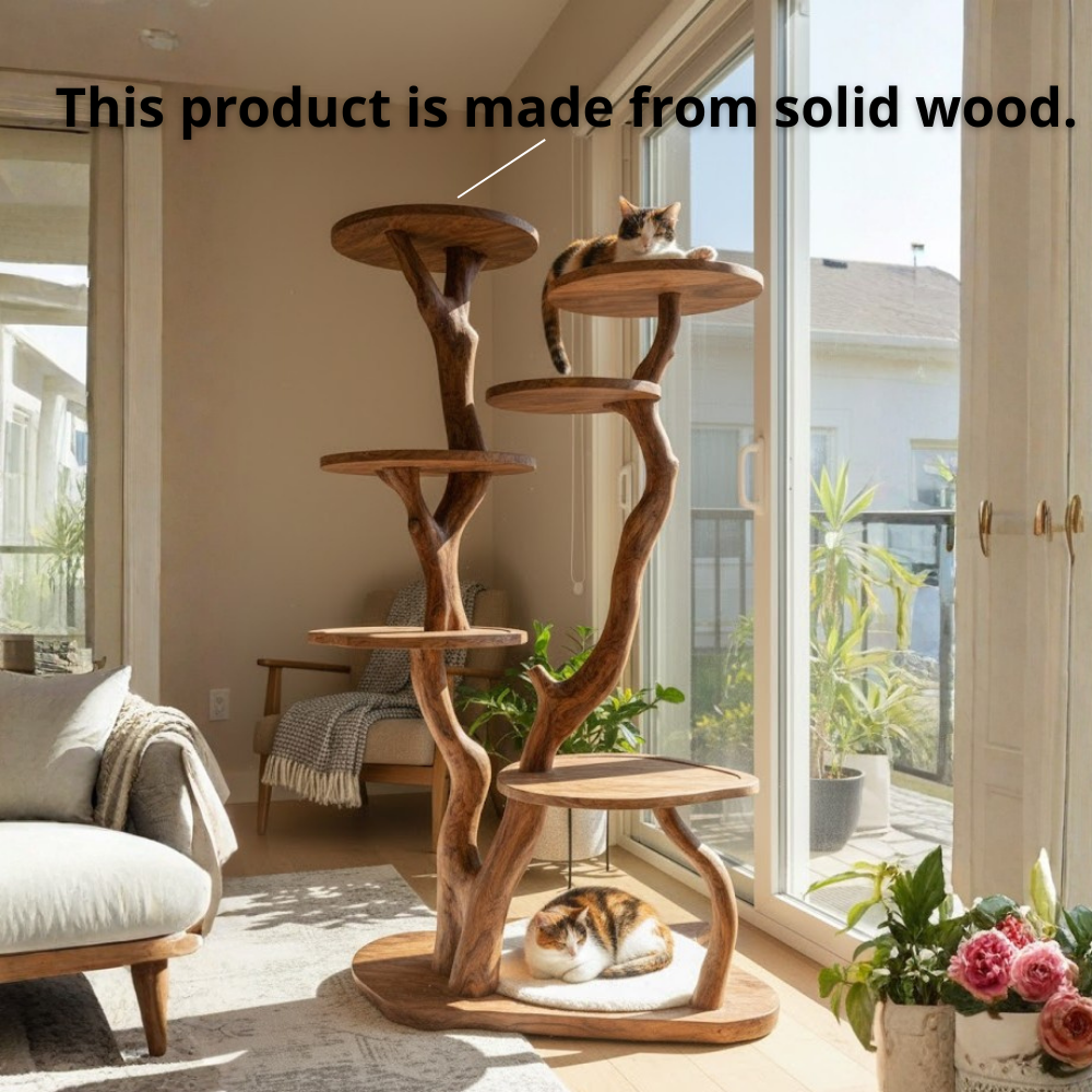 Wood Cat Tree Tower, Large Cat, Home Decor