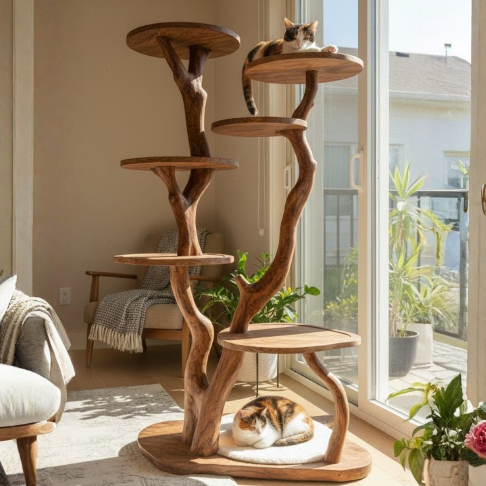 Wood Cat Tree Tower, Large Cat, Home Decor Main image