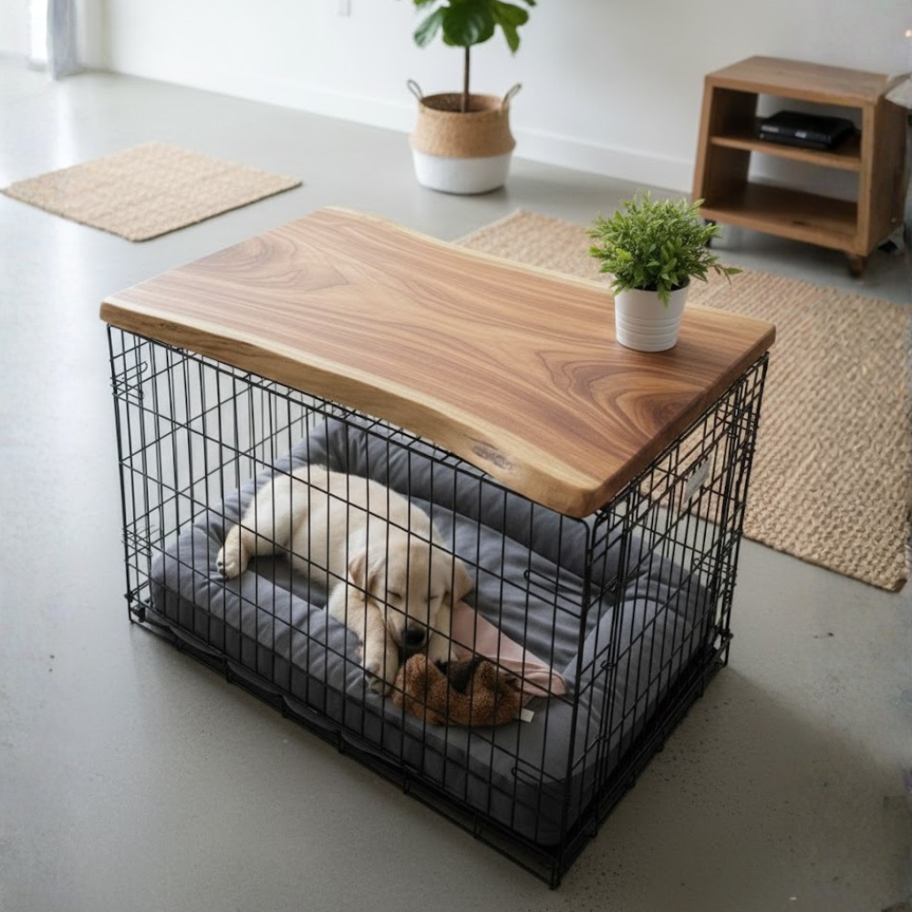 Natural Wood Dog Crate Table, Indoor Dog Furniture for Home Decor Main image