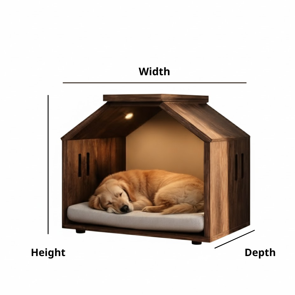 Luxury Dog Crate Furniture – Solid Wood Pet House with Side Table Top Secondary image