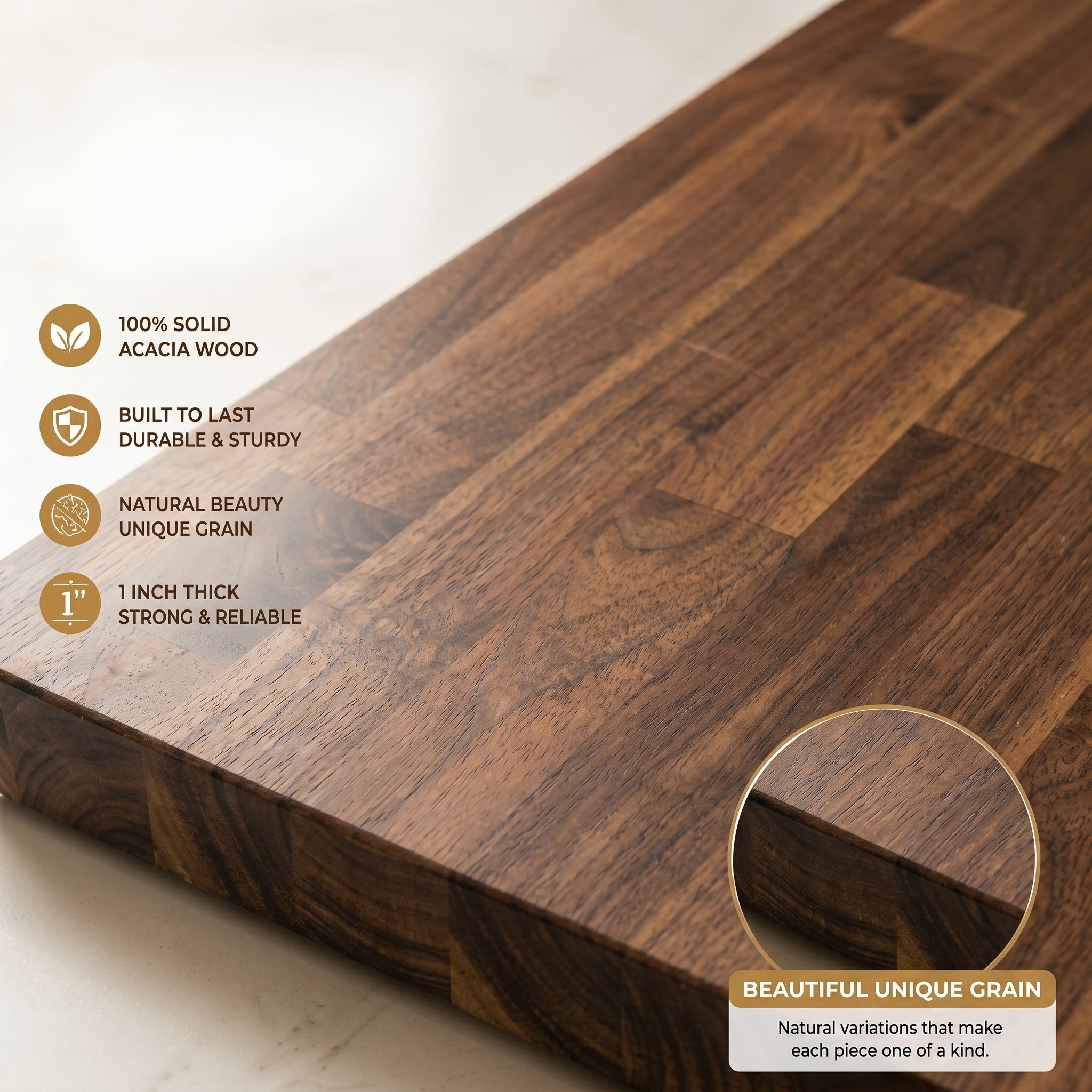 Solid Acacia Wood Countertop – Butcher Block Table Top for Desk, Workbench & Dining Table Secondary image