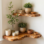 Corner Floating Shelf Solid Wood, Wall Mounted Minimalist Corner Shelf for Home Decor