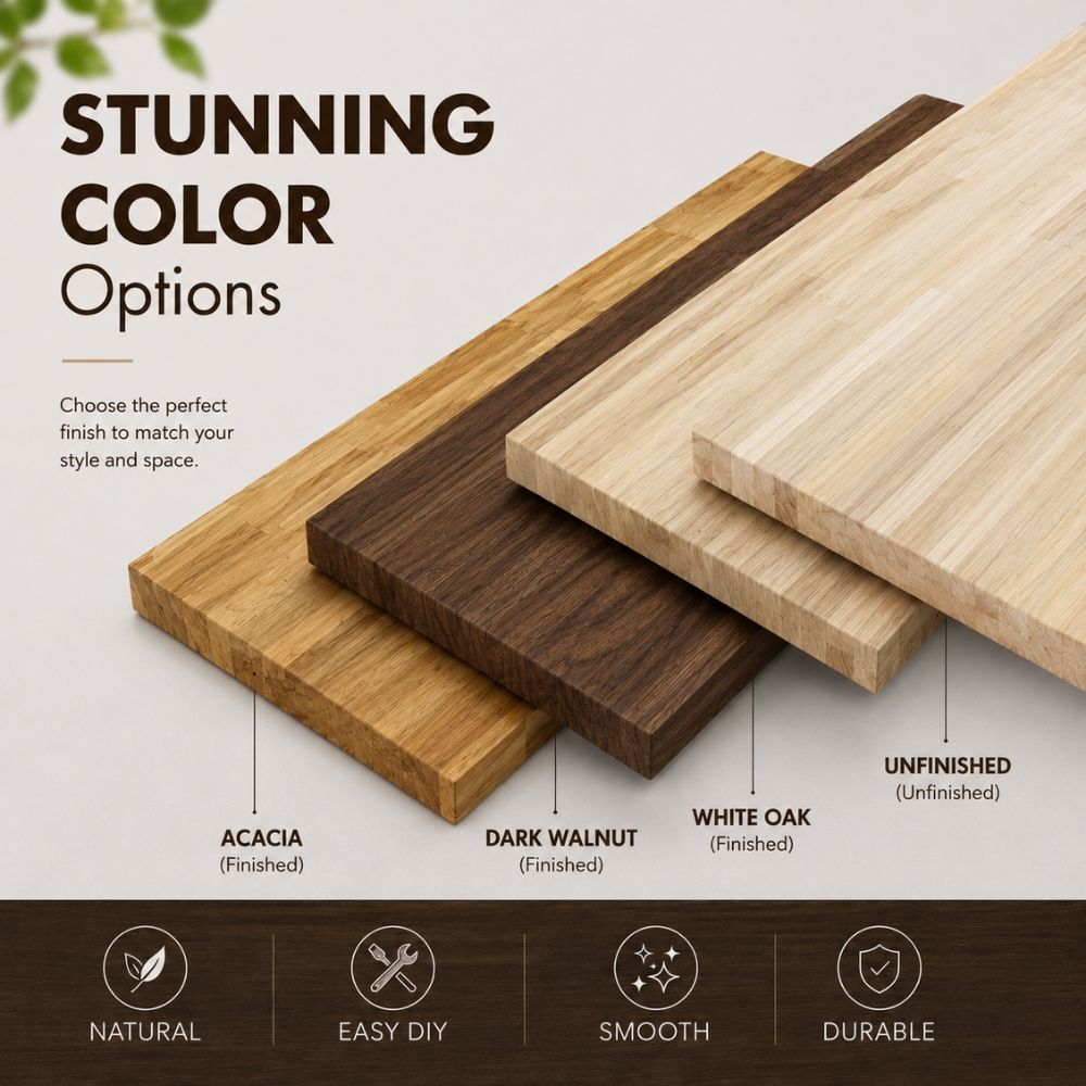 Solid Acacia Wood Countertop – Butcher Block Table Top for Desk, Workbench & Dining Table
