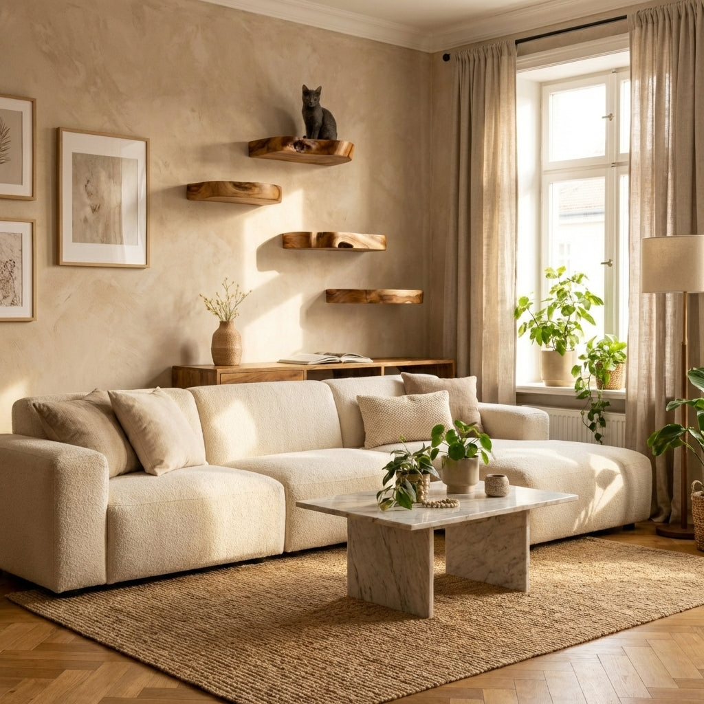 Floating Cat Shelf, Luxury Solid Wood Cat Wall Furniture