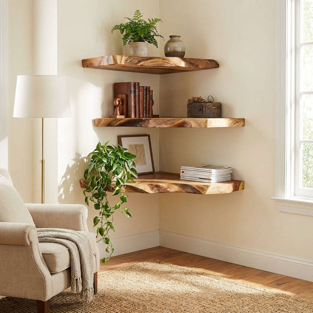 Cat Corner Floating Shelf, Wood Wall Mounted Cat Shelf Decor