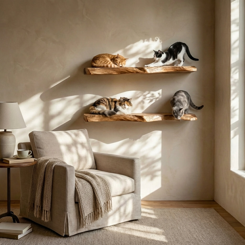 Live Edge Cat Floating Shelf, Cat Furnitur Home Decor