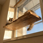 Live Edge Cat Perch, Handmade Natural Wood Cat Furniture, Rustic Cat Wall Bed