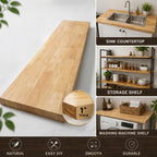 Solid Hevea Wood Butcher Block Table Top – DIY Countertop for Office Desk, Workbench & Kitchen