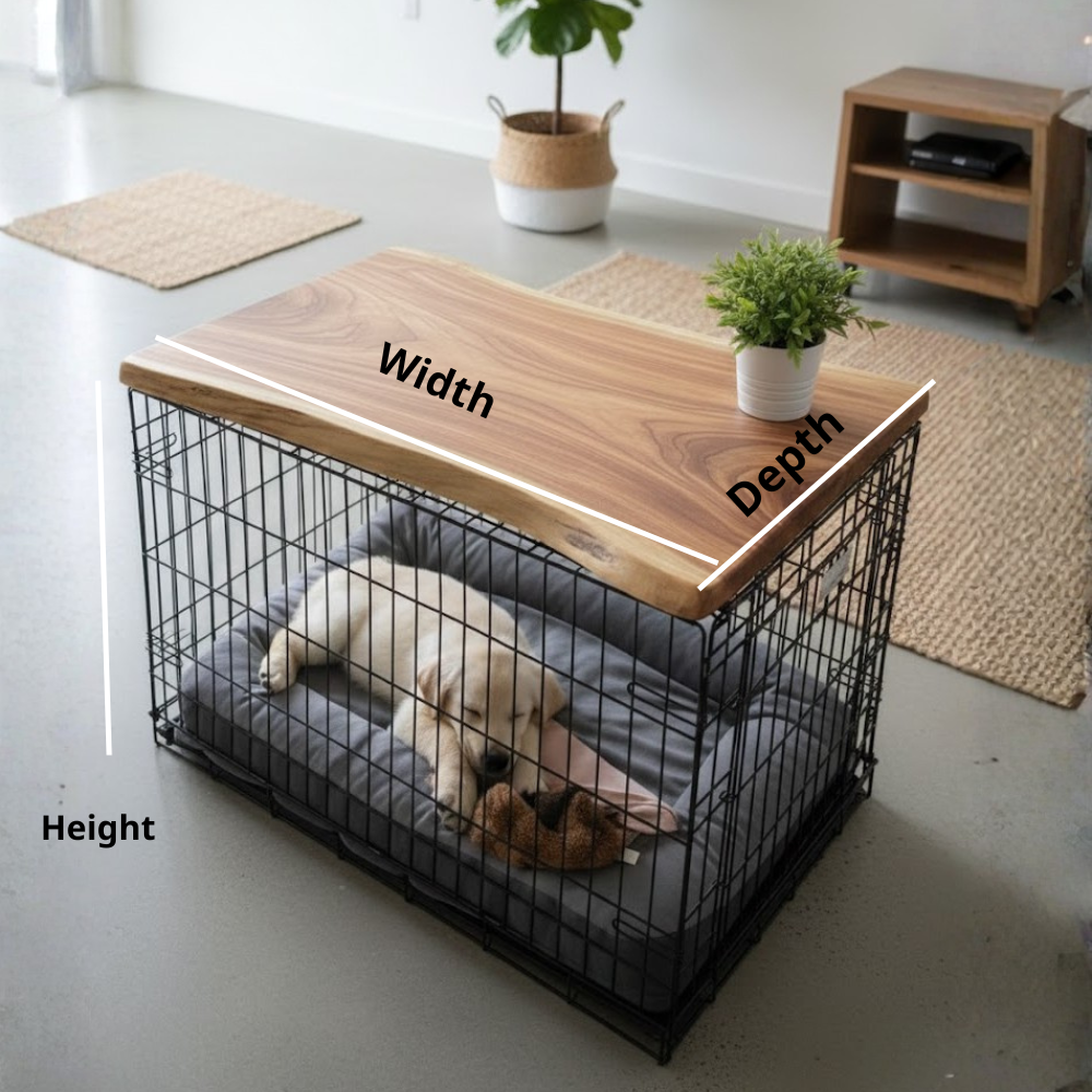 Natural Wood Dog Crate Table, Indoor Dog Furniture for Home Decor