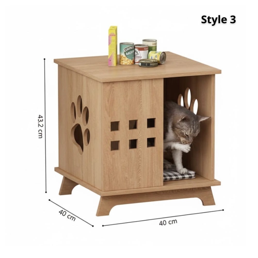 Wooden Cat House, Indoor Pet Furniture for Modern Homes