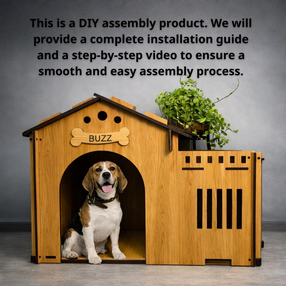 Wooden Dog House, Indoor Pet Furniture for Modern Homes