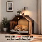 Luxury Dog Crate Furniture – Solid Wood Pet House with Side Table Top