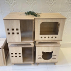 Wooden Cat House, Indoor Pet Furniture for Modern Homes