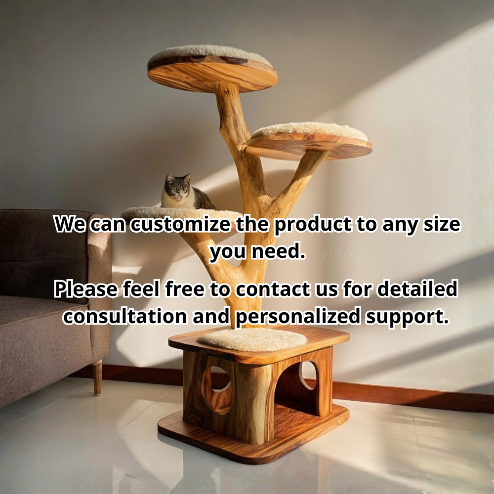 Modern Wooden Cat Tree Tower, Cat Climbing Tree, Cat Condo
