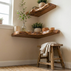 Corner Floating Shelf Solid Wood, Wall Mounted Minimalist Corner Shelf for Home Decor