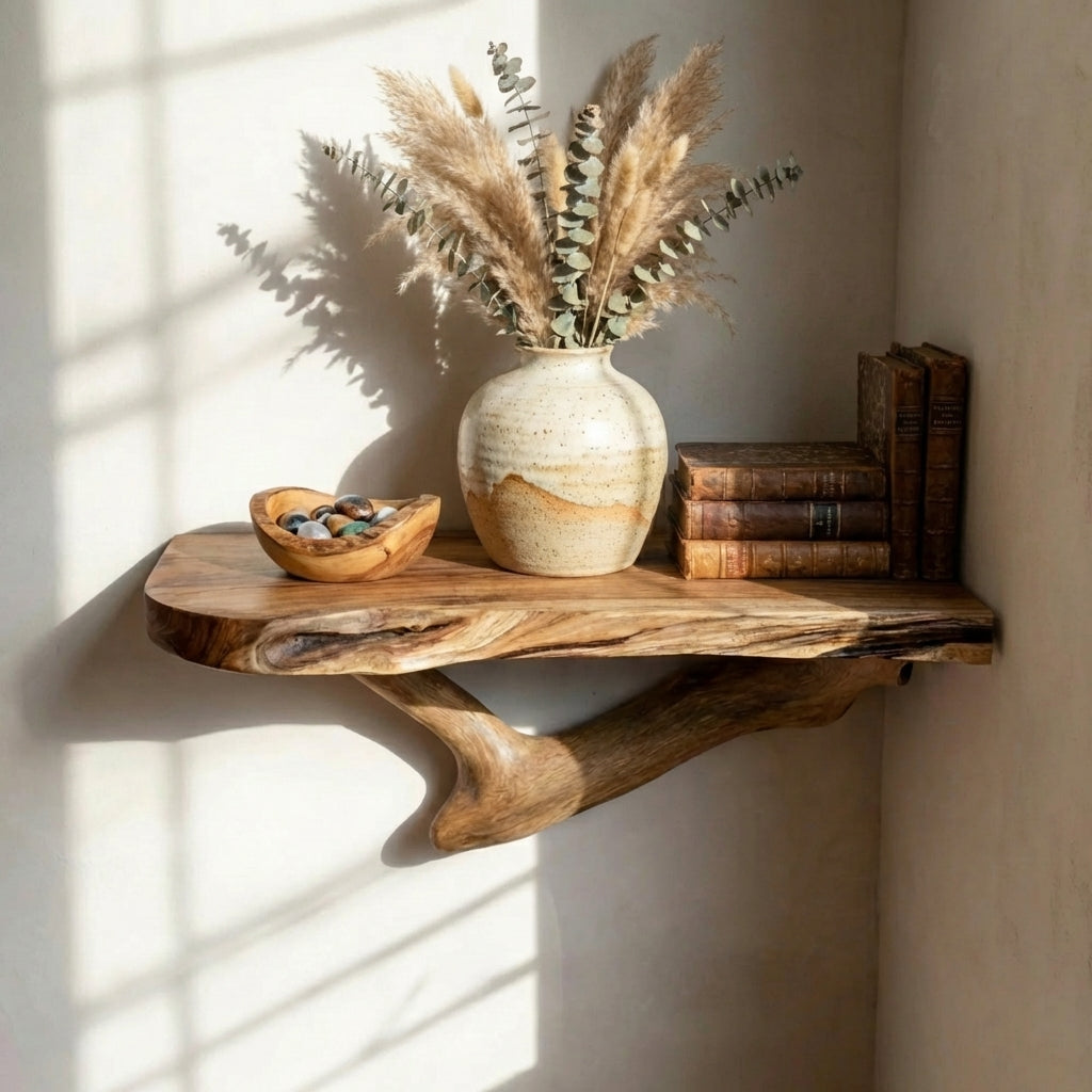 Solid Wood Cat Wall Shelf, Natural Cat Furniture for Home Decor