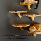 Wooden Mushroom Cat Shelf, Wall Mounted Cat Perch & Climbing Furniture
