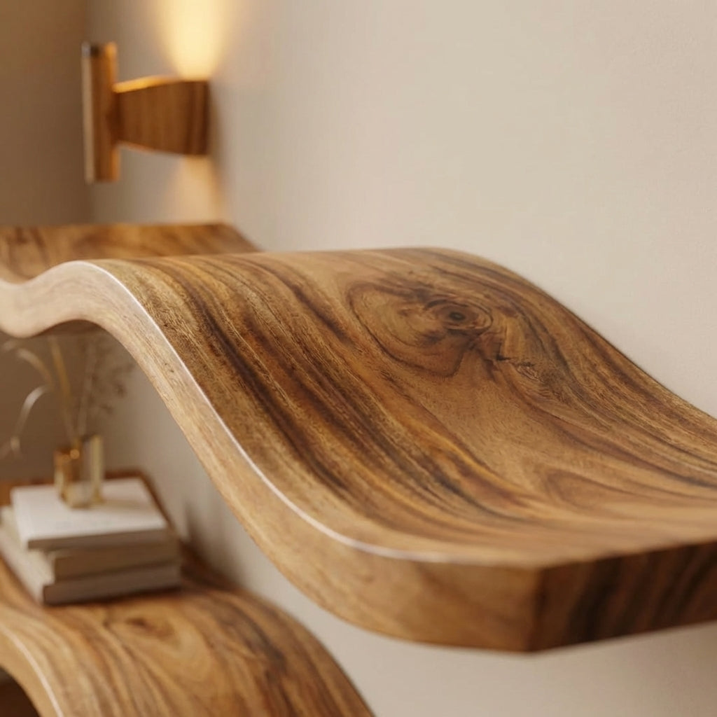 Natural Wood Cat Shelf, Indoor Cat Furniture for Home Decor