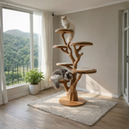 Wood Cat Climbing Tower Home Decor Wooden Style