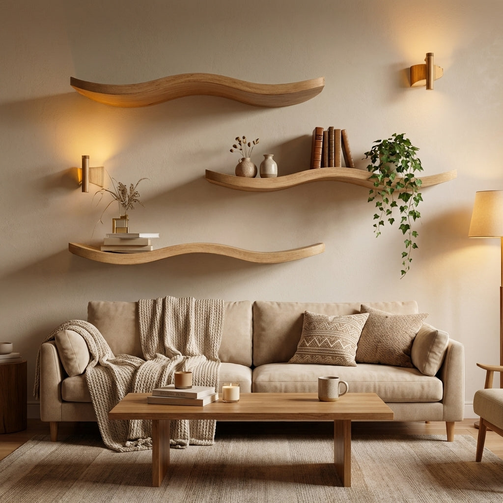 Natural Wood Cat Shelf, Indoor Cat Furniture for Home Decor