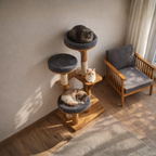 Solid Wood Cat Tower, Designer Cat Tree Furniture for Modern Homes