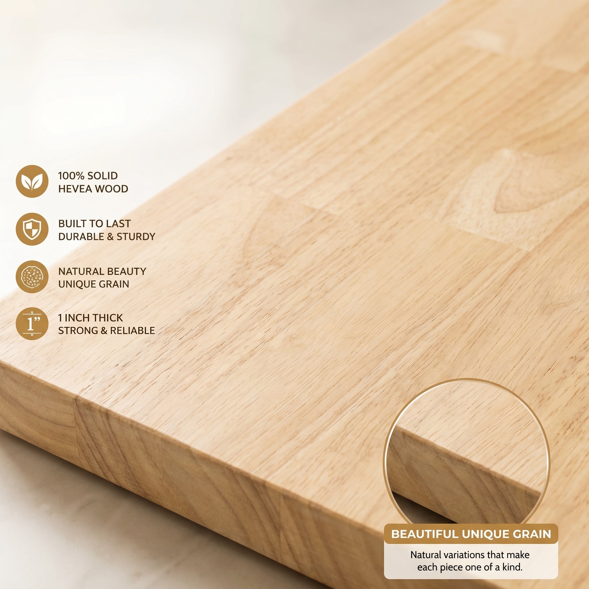 Solid Hevea Wood Butcher Block Table Top – DIY Countertop for Office Desk, Workbench & Kitchen