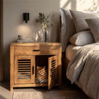 Hidden Cat House Nightstand, Solid Wood Bedside Table with Built-In Pet Condo