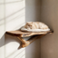 Solid Wood Cat Wall Shelf, Natural Cat Furniture for Home Decor