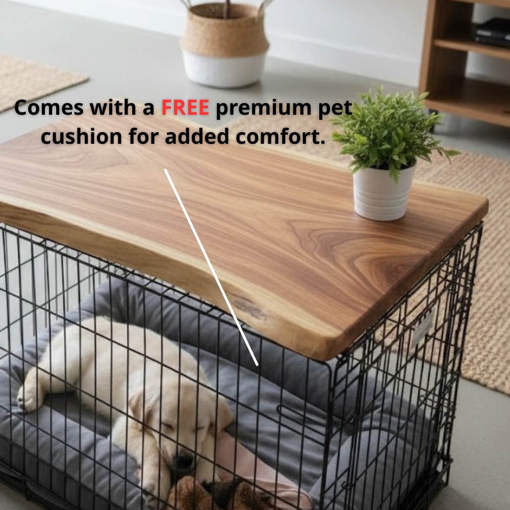 Natural Wood Dog Crate Table, Indoor Dog Furniture for Home Decor