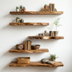 Solid Wood Floating Shelf, Minimalist Wall Mounted Shelf for Modern Home Decor