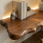 Handmade Wooden Floating Shelf – Modern Wavy Solid Wood Wall Shelf Decor