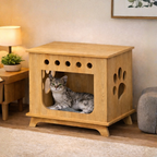 Wooden Cat House, Indoor Pet Furniture for Modern Homes