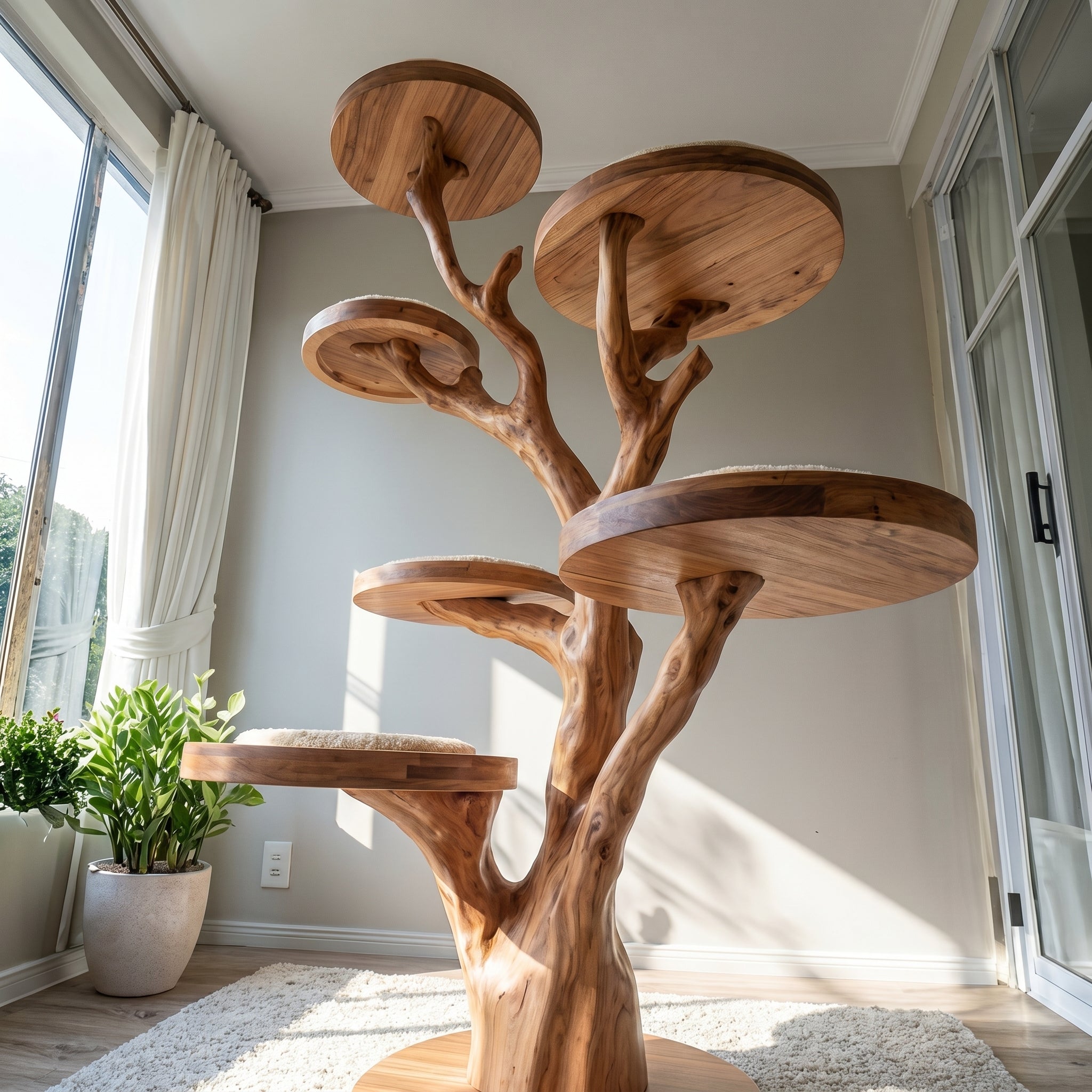 Wood Cat Climbing Tower Home Decor Wooden Style