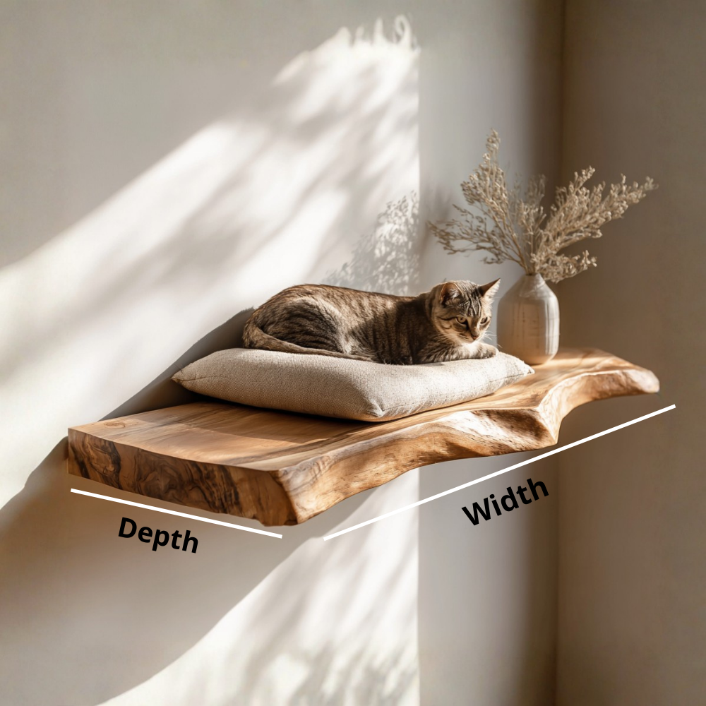 Live Edge Cat Floating Shelf, Cat Furnitur Home Decor Secondary image