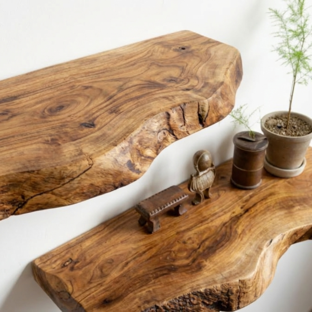 Solid Wood Floating Shelf, Minimalist Wall Mounted Shelf for Modern Home Decor