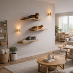 Natural Wood Cat Shelf, Indoor Cat Furniture for Home Decor