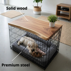 Natural Wood Dog Crate Table, Indoor Dog Furniture for Home Decor