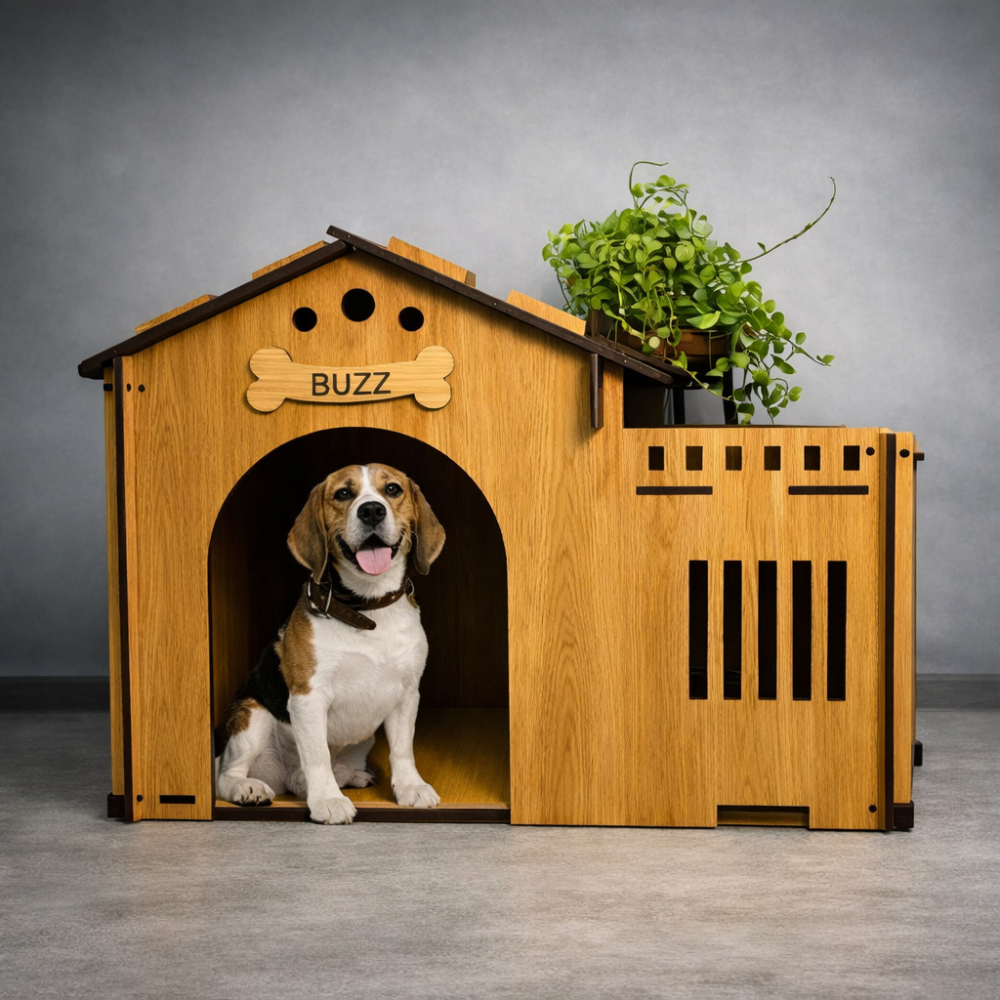 Wooden Dog House, Indoor Pet Furniture for Modern Homes Main image