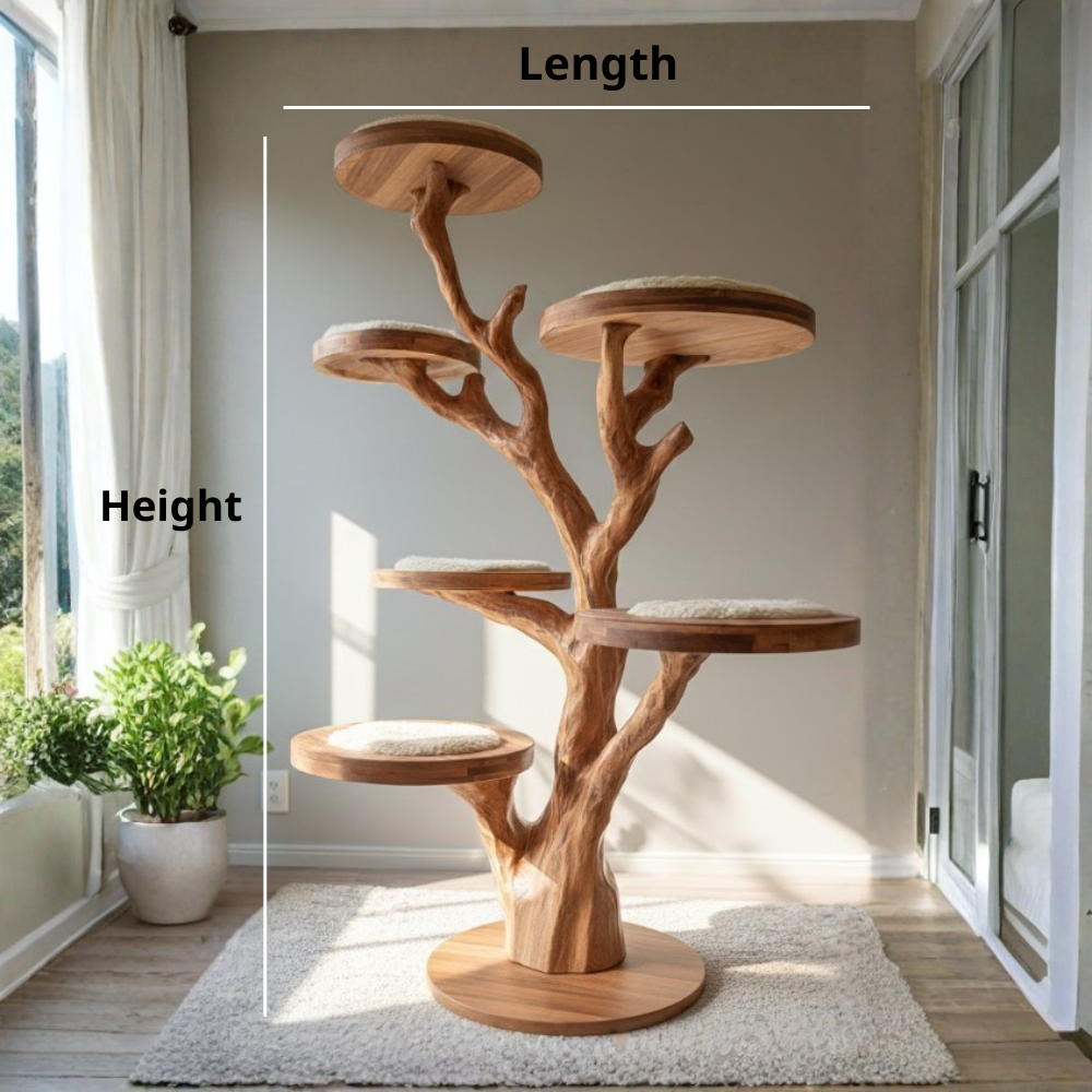Wood Cat Climbing Tower Home Decor Wooden Style