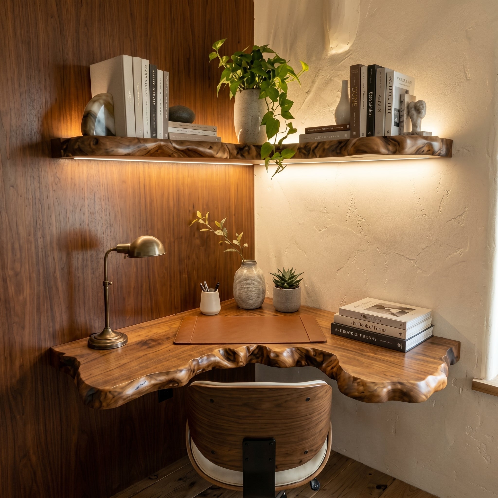 Handmade Wooden Floating Shelf – Modern Wavy Solid Wood Wall Shelf Decor